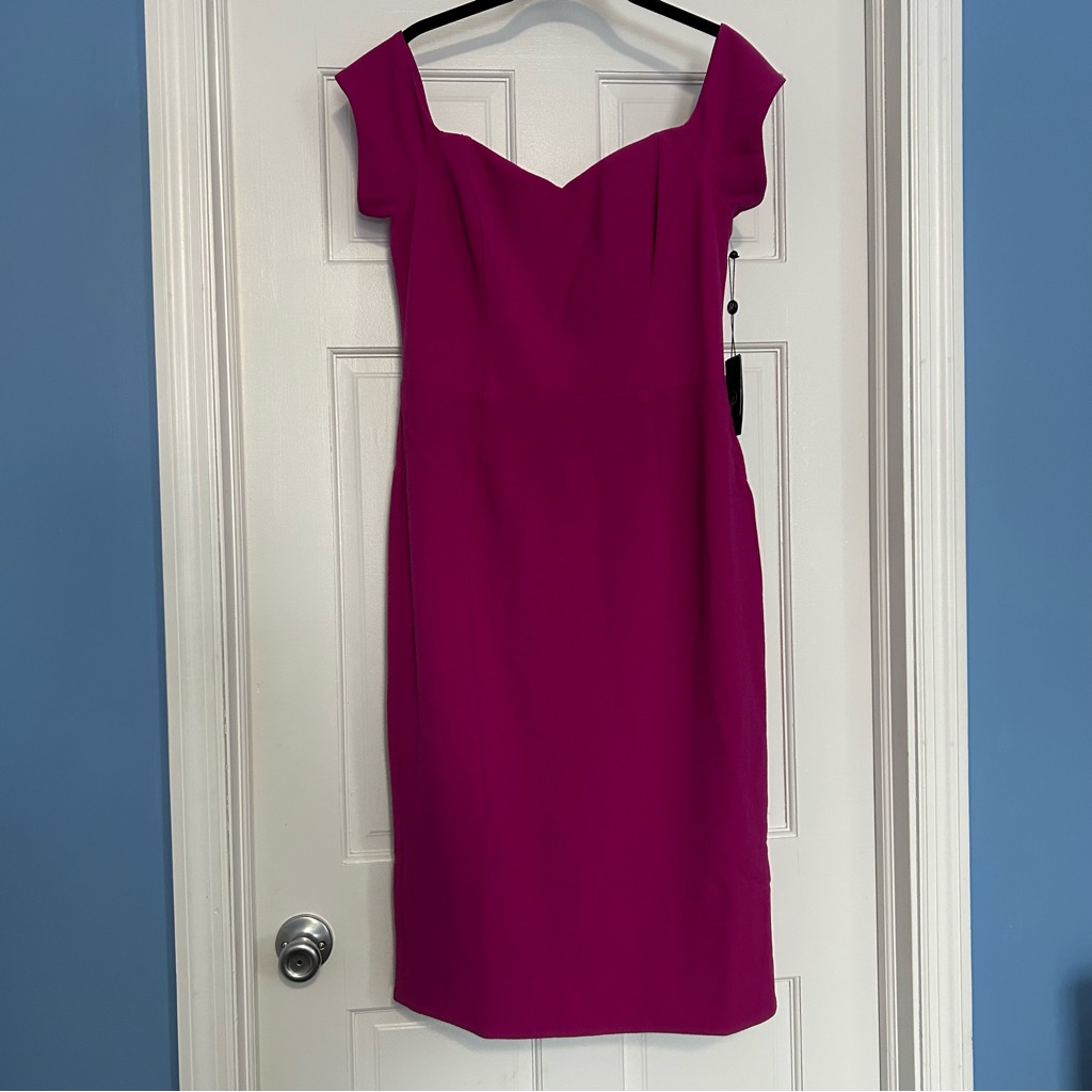 Nwt Adrianna Papell Size 12 Bright Fuchsia Sweetheart Off The Shoulder Dress